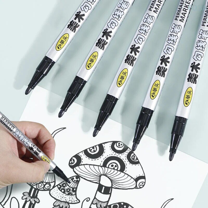 Marker Pens 1.2mm Oily Waterproof Black Gel Pen DIY Graffiti Sketching Markers Stationery Wrting School Supplies