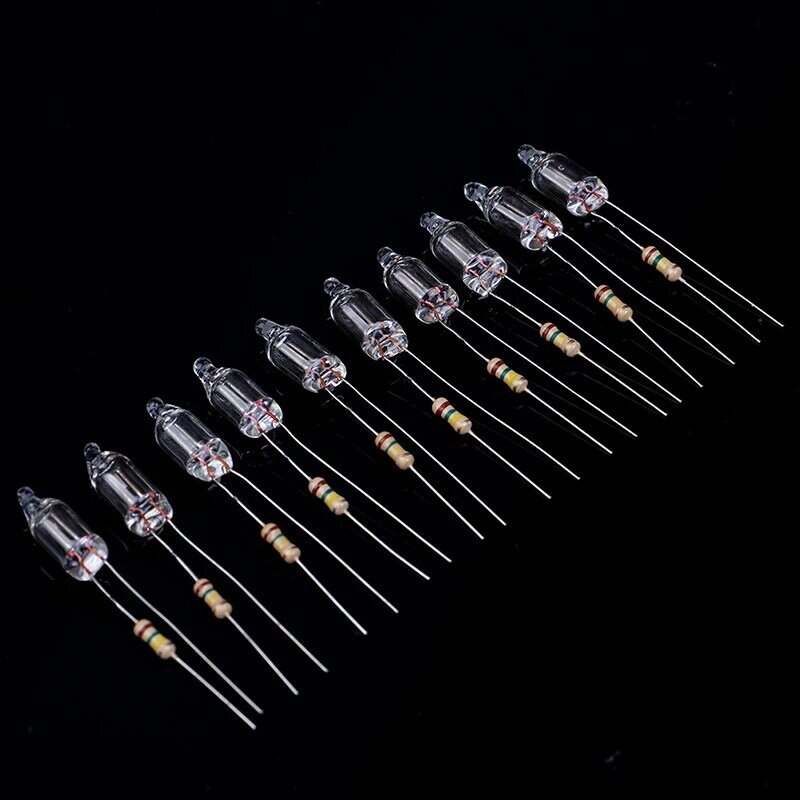 20pcs Neon Indicator Lamps 6*16 mm Neon Glow Lamp Mains Indicator RED Standard Miniature Neon Bulb Indication With Resistor 220V