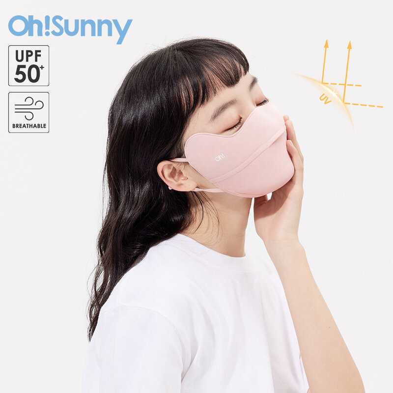OhSunny Sunscreen Face Cover Outdoor Anti-UV UPF1000+ Sun Protection Quick Dry Open Nose Breathable Cooling Fabric Solid Color