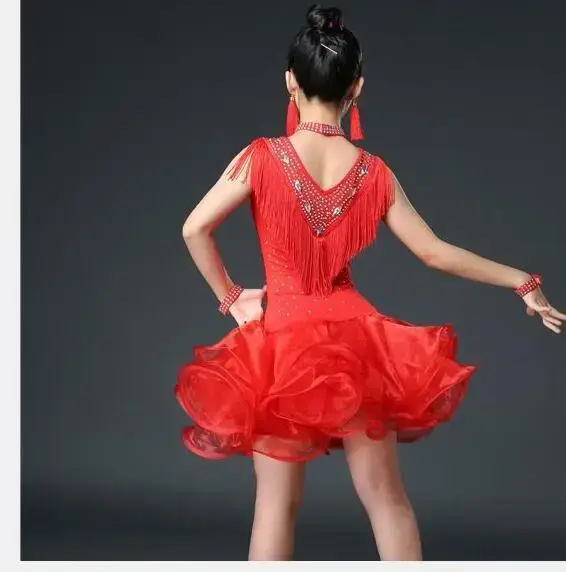 Ropa de baile latino de salón para niñas, disfraces de actuación de salsa, figura de lentejuelas, SkatingDress Rave