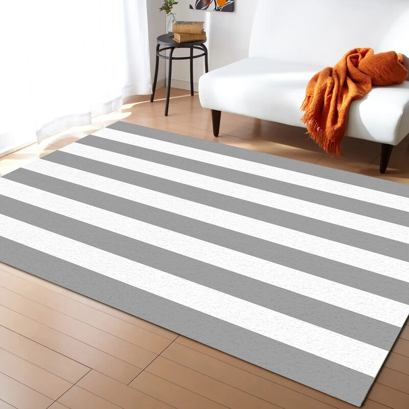 Simple Stripe Carpet Modern Geometric Stripes Area Rug for Entryway/Kitchen/Living Room Decor Doormat Farmhouse Indoor Floor Mat