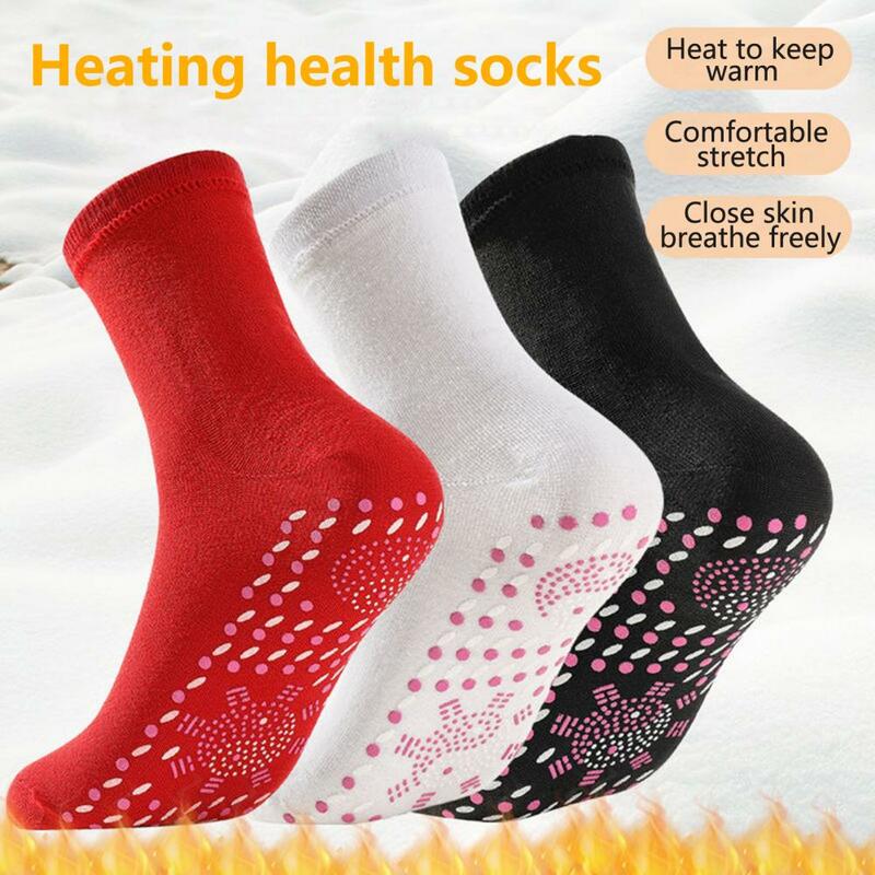 Kaus kaki penghangat untuk olahraga ski, 1 pasang kaus kaki terapi pemanasan sendiri luar ruangan dapat dicuci dan hangat dengan deodoran sangat elastis