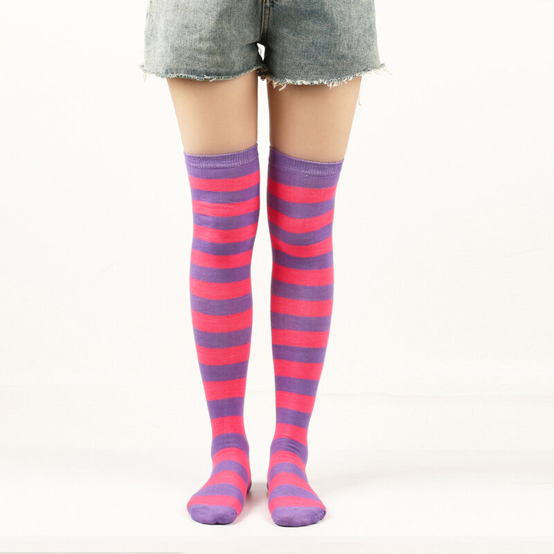 Womens Striped Stocking Socks Knee High Socks Thigh High Over The Knee Hosiery Casual Tube Socks Costume Socks Leg Warmer