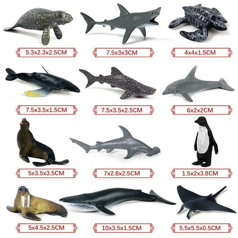 Children's Simulated Marine Life Model Great White Shark Giant Toothed Shark Whale Shark Tiger Shark Blue Whale Toy Ornaments