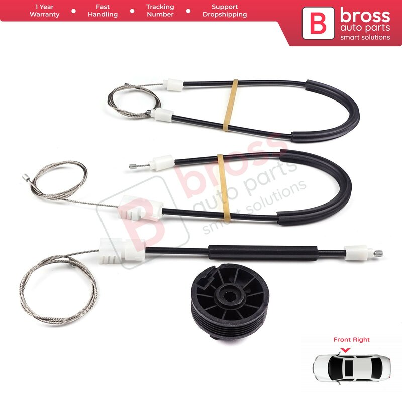 Bross Auto Parts BWR408 Electrical Power Window Regulator Repair Kit Front Right Door for Nissan Primera P11 1995-2002