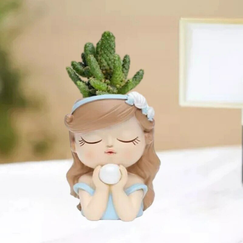 Wishing Girl Flower Pot Silicone Mold Resin Mould DIY Succulent Planter Molds Drop Shipping