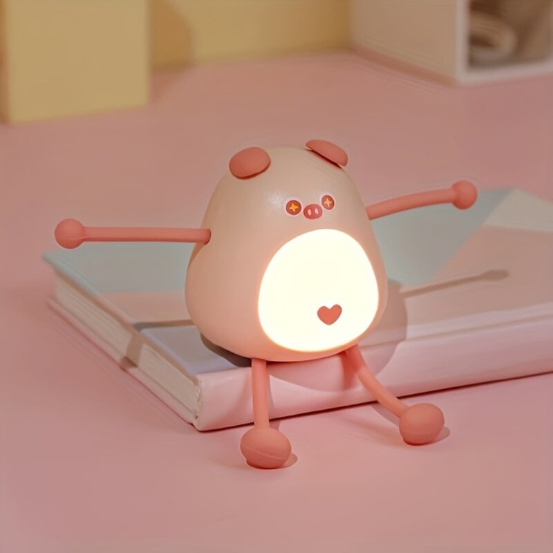 Mini lámpara de mesa con forma de Animal, luz nocturna creativa con soporte para teléfono, Panda, gato, cerdo, novedad