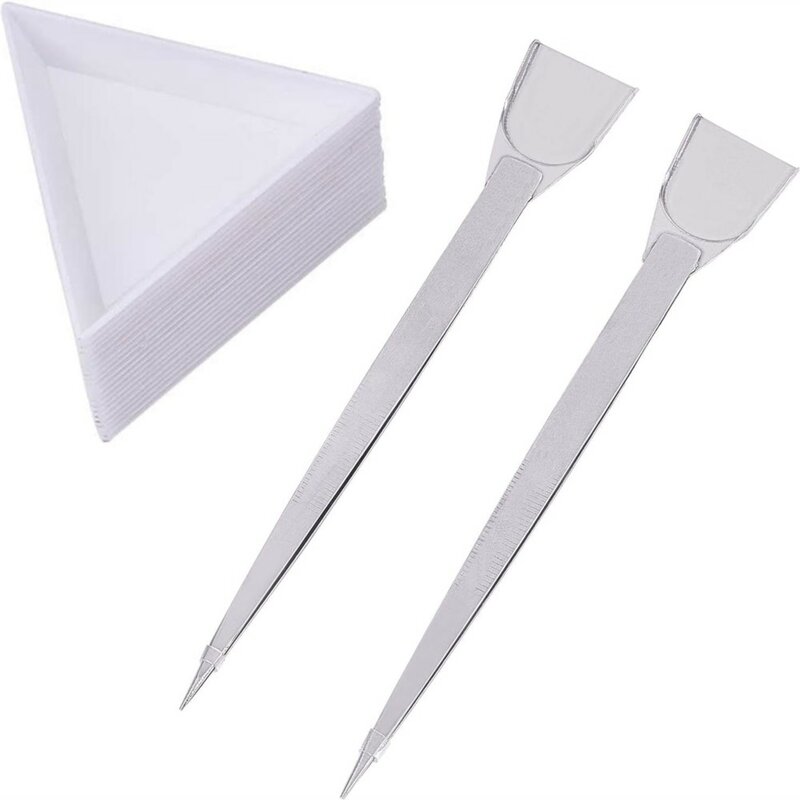 1/10Pc Stainless Steel Professional Tweezers Triangle Plate Jewelry Bead Display Plastic Tray Packaging White Storage Containers
