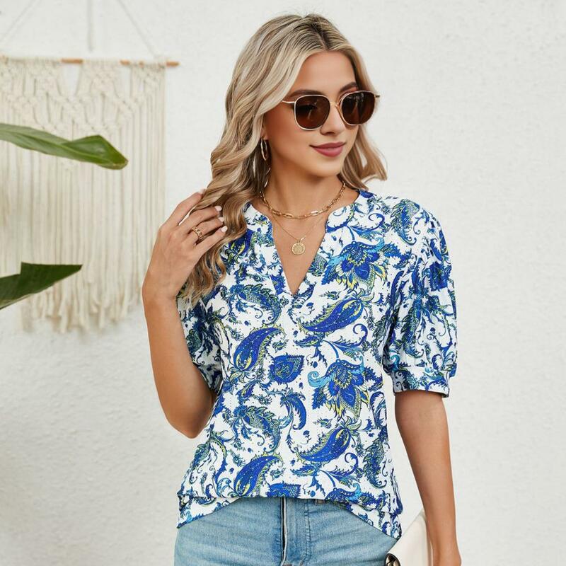 Women T-shirt V-Neck Short Sleeve Casual Shirt Graphic Printed Tee Summer Shirt Tops Vacation Party Club Tops Streetwear