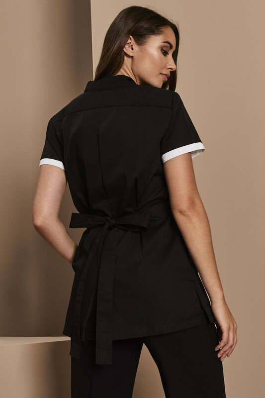 Zwarte Schoonmaak Uniform Personeel Uniform Voor Schoonmaak Werknemer Huishouding Tuniek Met Witte Trim Jurk Voor Vrouwen Voor Hotel T/T