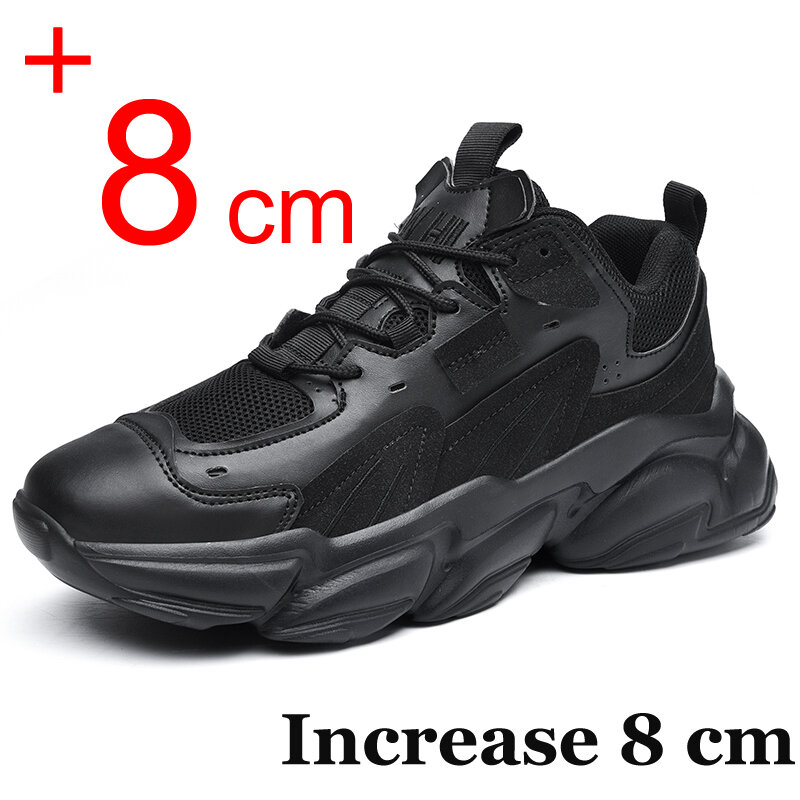 Sepatu lift sneaker pria, sepatu kets untuk pria ukuran besar 45 46, sepatu peninggi modis bersirkulasi 8cm 6cm, sepatu olahraga lebih tinggi