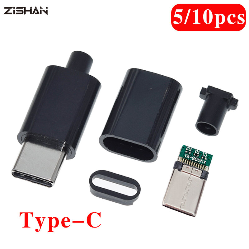 Connecteurs USB 3.1 3A Type C à charge rapide, 10 pièces, fiches mâles à queue, bornes électriques à souder, accessoires de câble de données à monter soi-même