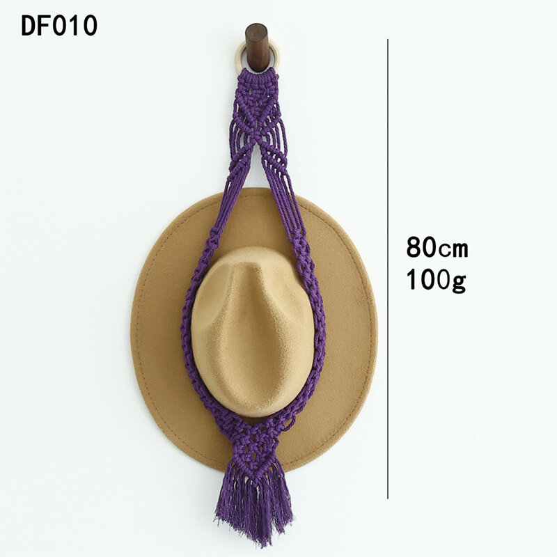 Creative Hand Woven Hat Hanging Organizer Hat Scarf Coat Storage Display Rack Frame Boho Cotton Tapestry Wall Decoration