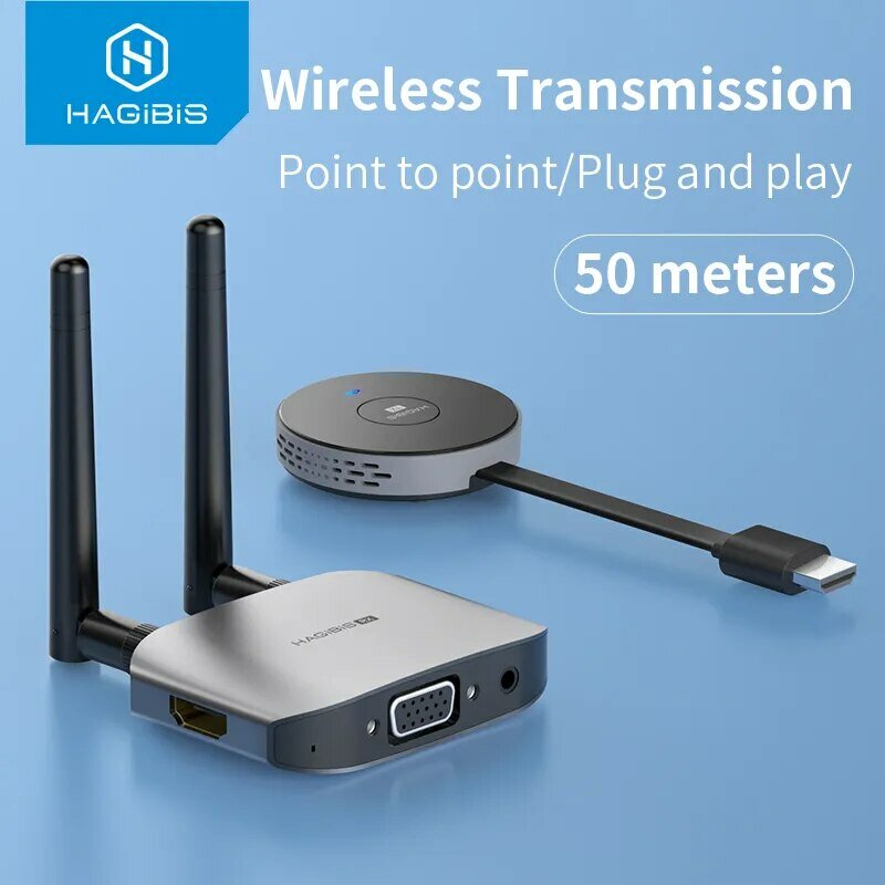 Hagibis-transmisor y receptor de vídeo inalámbrico, kit G6W, adaptador extensor HDMI, Dongle de TV 1080P para monitores, proyectores y portátiles