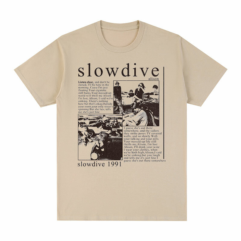 Slowdive Alison 1991 Kaus Vintage Kaus Pria Katun Klasik Tour 90S Kaus Oblong Baru Atasan Wanita Uniseks