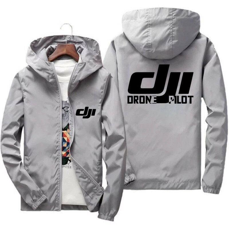 2023 Men's Bomber Hooded DJI Drone Pilot Casual Thin Windbreaker Jackets Coat Male Outwear Sports Windproof Clothing Large Size