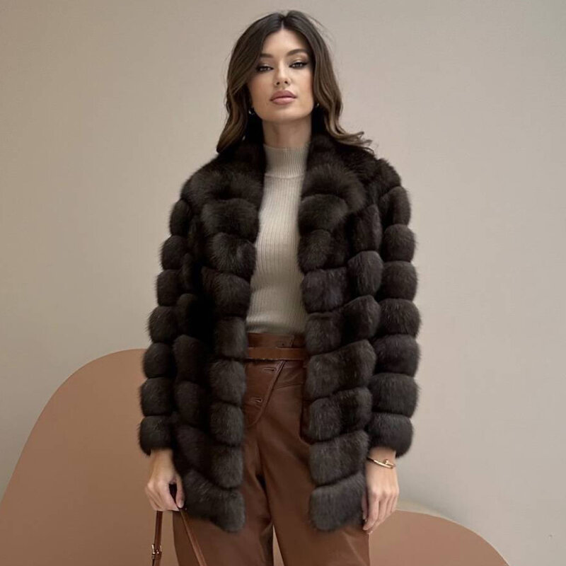 Mantel bulu asli wanita mantel bulu rubah asli mantel pendek 2023 musim dingin mewah untuk wanita jaket bulu rubah terlaris