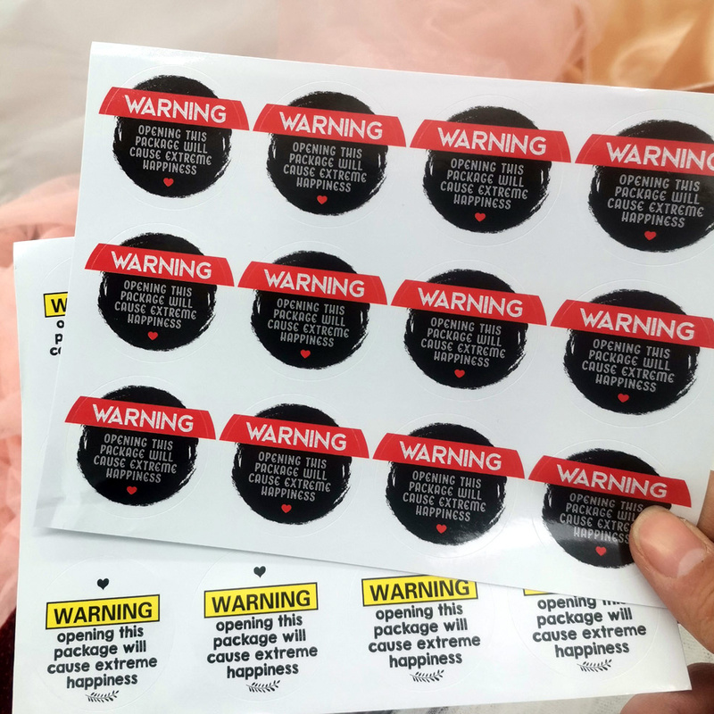 1.5 "grazie adesivi etichetta adesiva per affari rotonda nera e rossa adorabile avvertimento estrema felicità adesivi busta sigillo