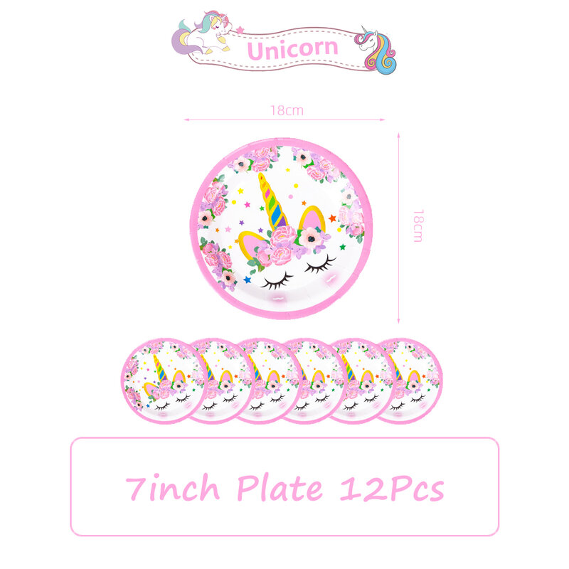 Unicorn Party Decoration Girls Boys Birthday Party Supplies Table Accessories Paper Cup Plate Foil Latex Ballons Gift Toy Family