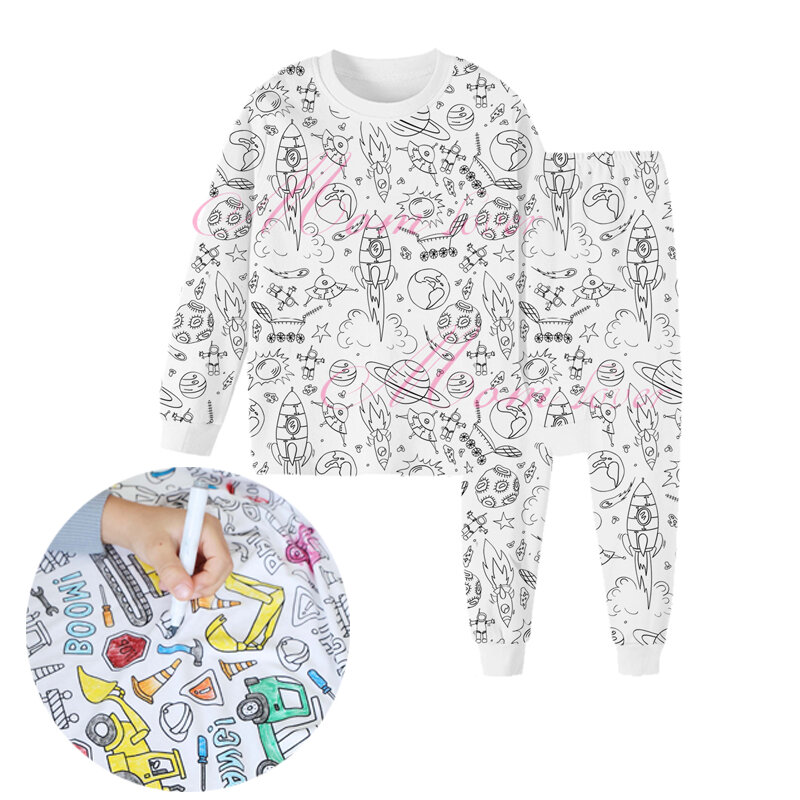 Conjunto de pijama colorido para niños y niñas, Set de manualidades con bocetos, manualidades DIY
