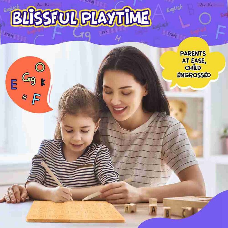 Wooden Letters Practicing Board, Double-Sided Alphabet Tracing Tool Learning To Write Educational Game Fine Motor Skill Durable