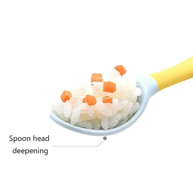 2PCS  PP+TPE Spoon Fork Set for Baby Utensils Auxiliary Food Toddler Learn To Eat Training Bendable Soft Fork Infant Tableware