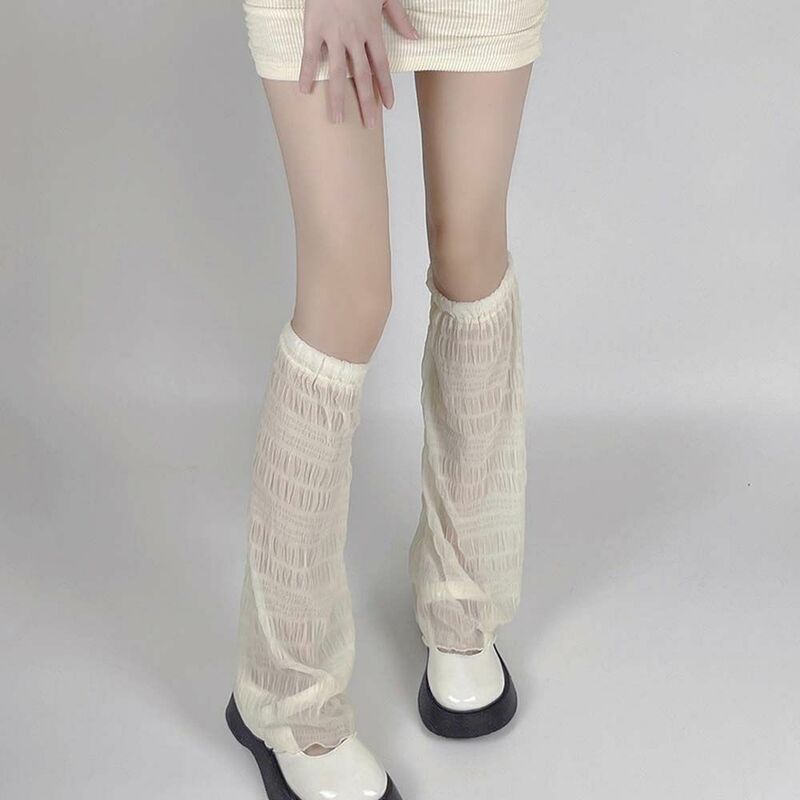 Loose Elastic Cosplay Girls Stripe Costume Accessories Lolita Foot Cover Mesh Long Socks Wide Leg Warmers Women Pile Socks