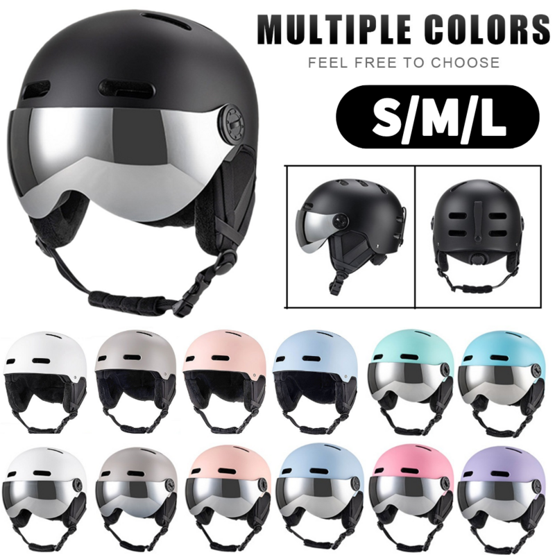 Ski & Snowboard Helmet with Detachable Glasses Snowboard Helmet with Ear Protection 12 Vents for Skiing Skateboard Snowboarding