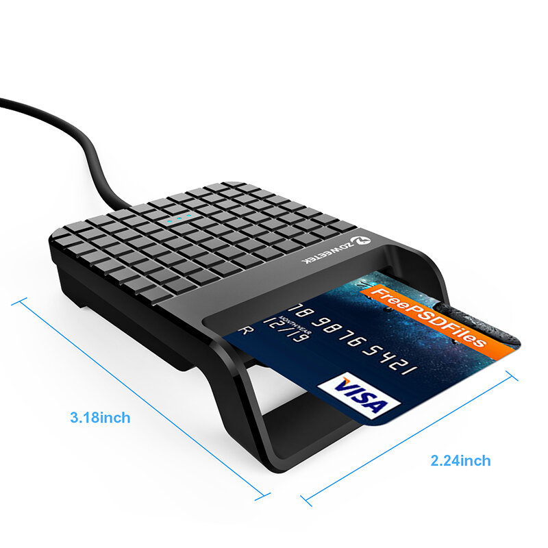 Original Zoweetek USB ID Card Reader for EMV Bank DNI CAC Chip Smart Card Reader