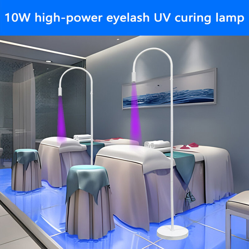 Luz LED ultravioleta UV de alta potencia, lámpara de pie silenciosa para Injerto de pestañas postizas, sin ruido, 10W