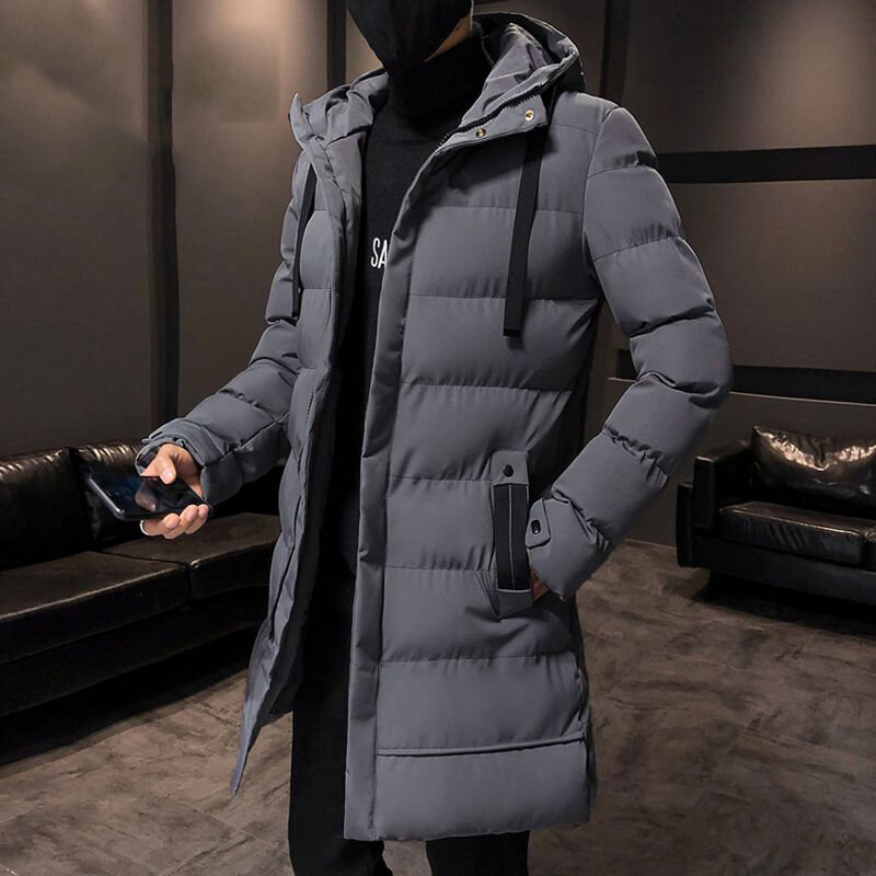Jaqueta acolchoada de luz preta masculina, casaco de inverno masculino, jaquetas de comprimento médio juvenil, quente, quente, frio, frete grátis