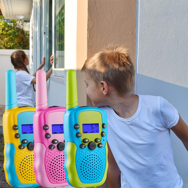 T388 Walkie Talkie Toy para crianças, Receptor de rádio, Presente de aniversário infantil, Meninos e meninas, 3 km, Hand-held, 2pcs