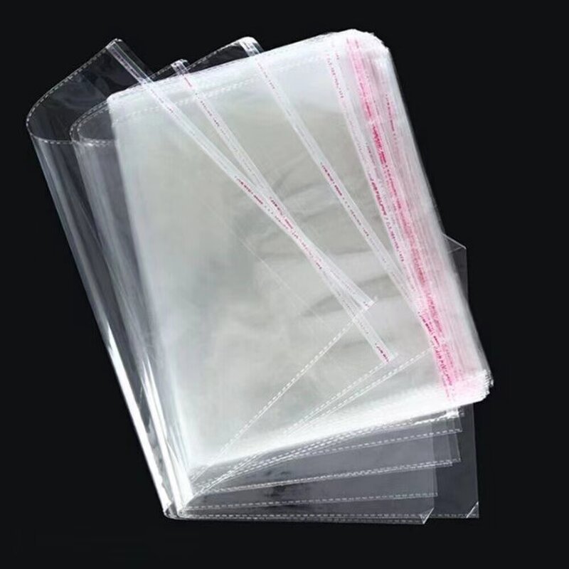 100 buah 24x37cm tas poli dapat ditutup kembali tas OPP transparan kantong plastik segel perekat