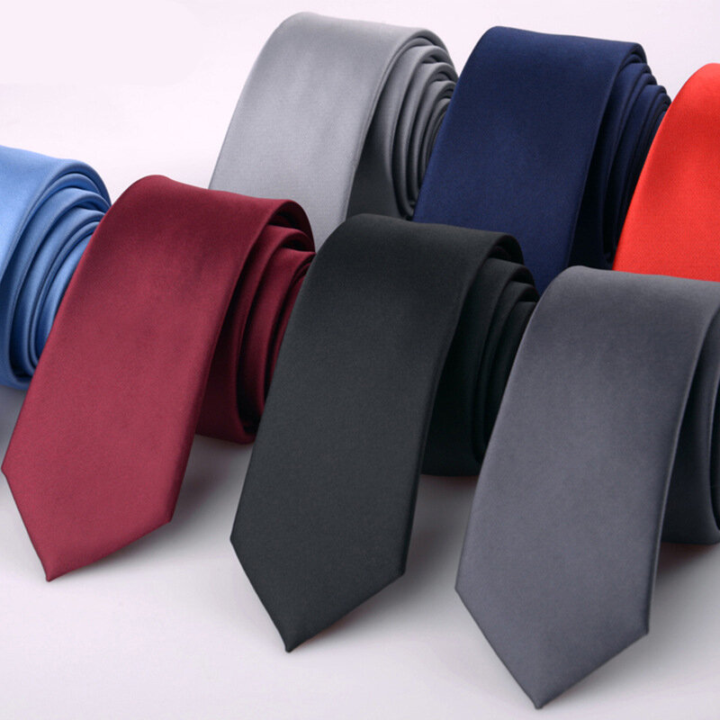 Neckties ของแข็ง5ซม.Silm Dasi โพลีเอสเตอร์สีดำทองสีชมพูแคบเนคไทผู้ชายผู้หญิงสีสันสบายๆทุกวันอุปกรณ์เสริม