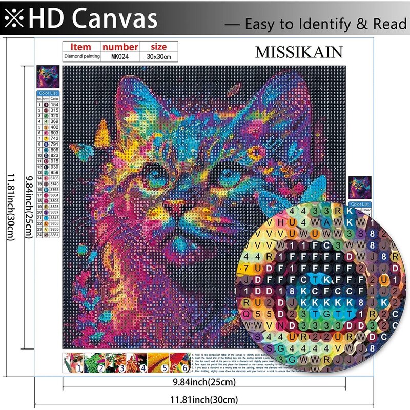Animal Diamond Art Painting Kits For Beginner Adult  Colorful Cat And Butterfly 5D Diamonds Art Crafts for Holiday Gift