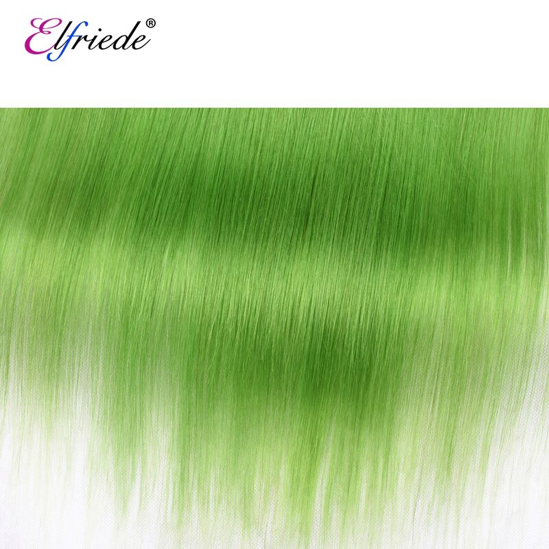 Elfriede # jasnozielone proste kolorowe włosy wiązki z przednim 100% wszyciem ludzkich włosów 3 wiązki z koronką czołową 13x4