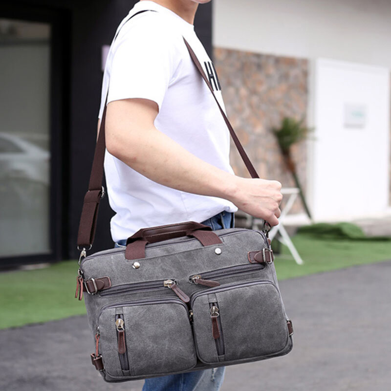 Kvky Men Handbags Canvas Shoulder Crossbody Messenger Bags Solid High Capacity Man Casual Travel Multifunction Back Pack Laptop(