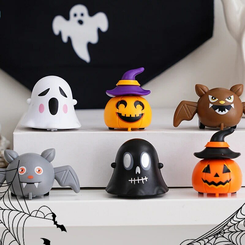 6pcs/set Halloween Pull-Back Car Toys For Children Ghost Bats Pumpkin Festival Decor Ornaments Creative Halloween Kids Gifts
