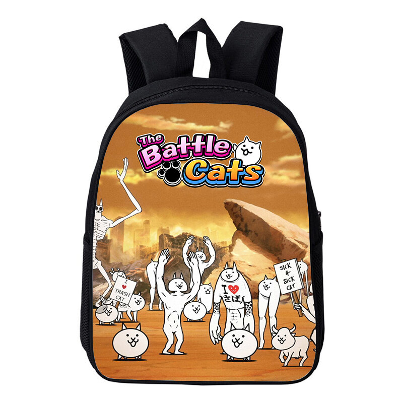 Mochilas escolares The Battle Cats para niños y niñas, bolsas ligeras para jardín de infantes, impermeables, 12 pulgadas