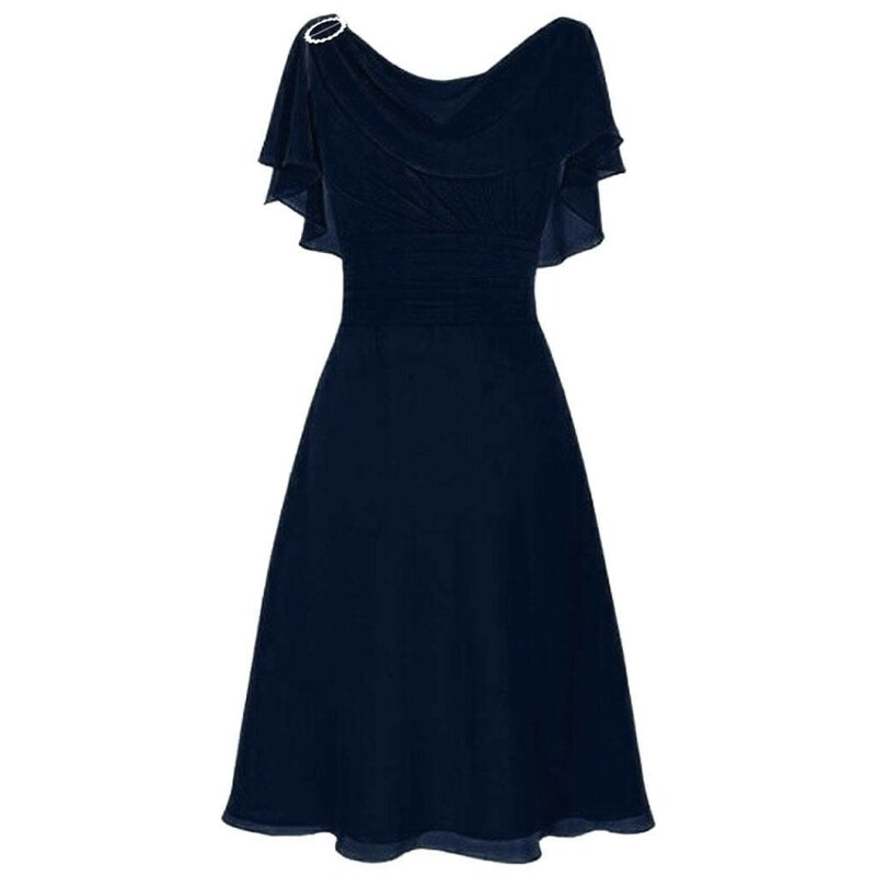 Vestido preto Midi com Ruched A-Line feminino, vestidos formais, manga curta, babados, elegante, regresso a casa, vintage, 2022
