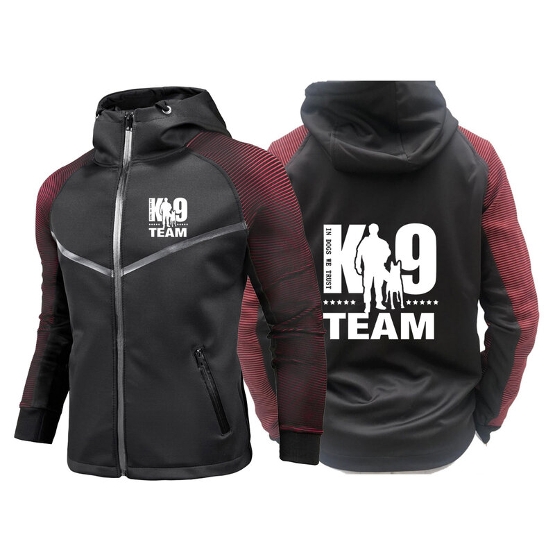 Entrenador K9 Team K9 Unit malois 2023, estampado de moda, empalme de color sólido, abrigo impermeable, Tops, traje de carreras