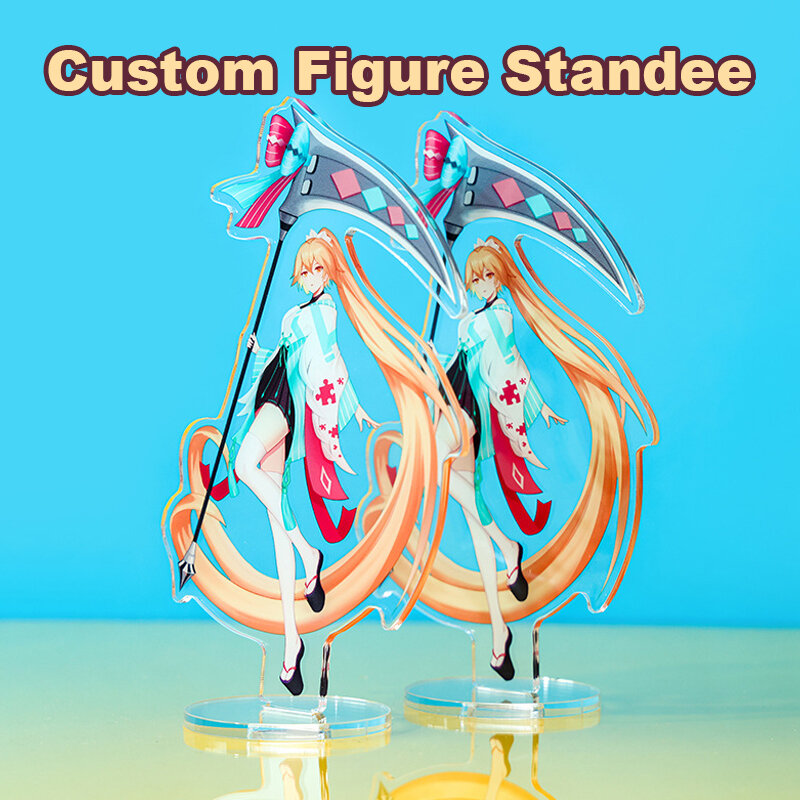 Niestandardowa figura Standee przezroczysty akrylowy stojak Cartoon Charm gra projekt Anime spersonalizowany Model biurka brelok na prezent dla fanów