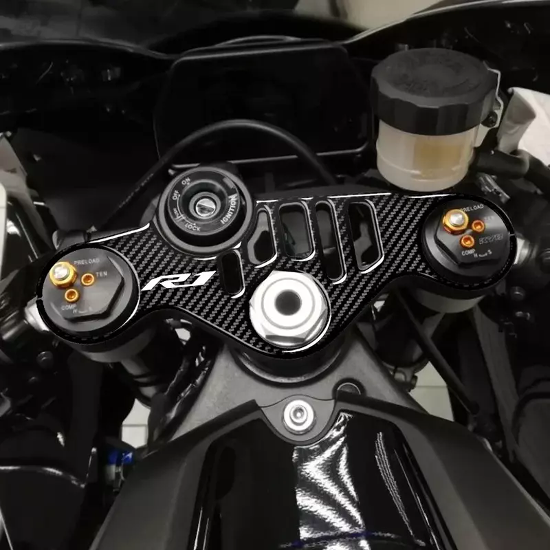 R 1M Motorfiets Carbon-Look Top Drievoudige Klem Juk Sticker Voor Yamaha Yzf R1 R 1M 2015-2024
