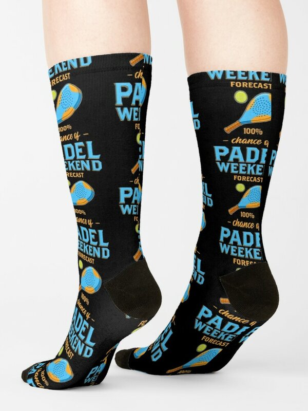 Wochenend vorhersage Paddel Tennis Padel Print Socken Männer Baumwolle hochwertige Cartoon Geschenke Socken Damen Herren
