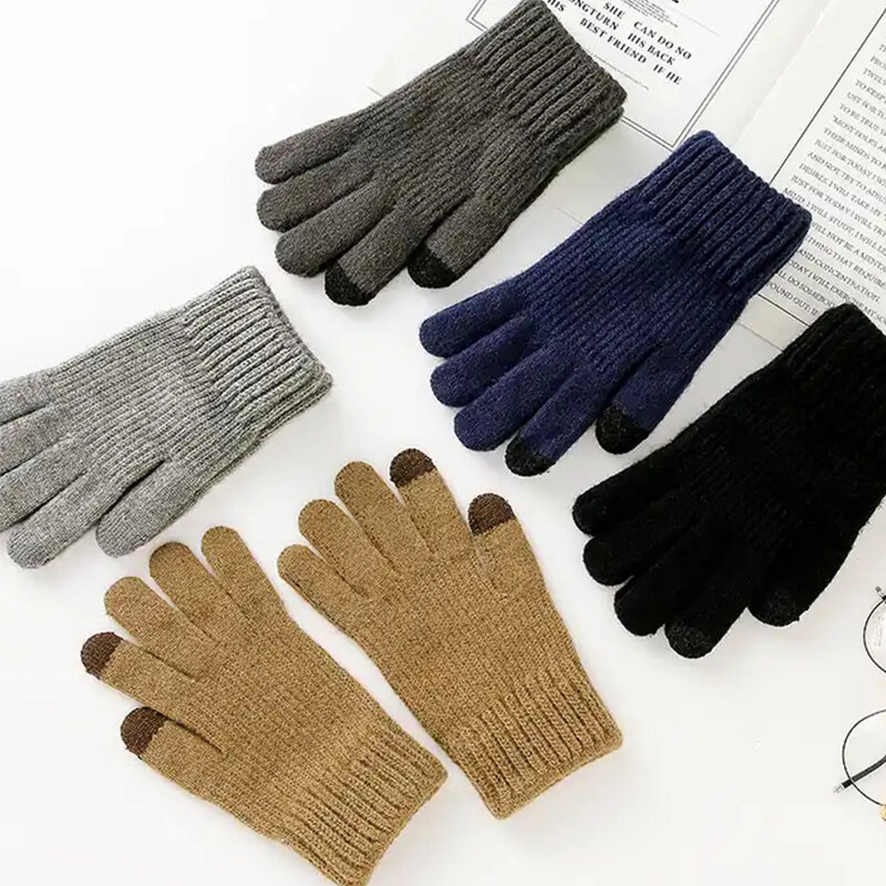 Winter Gebreide Handschoenen Warme Volle Vingers Mannen Vrouwen Met Verbeterde Touchscreen-Anti-Slip Handschoen Fleece Gevoerd
