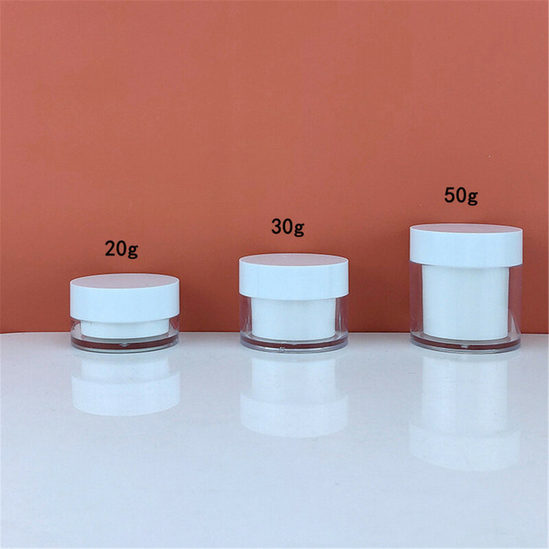 Doppels chicht/50g transparent ps Kosmetik Test packung kleine Probe Gesicht Creme Flasche Glas neu