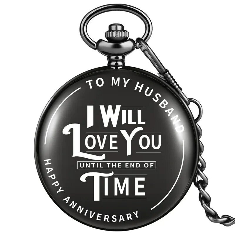 ساعة جيب كوارتز للرجال ، سلسلة فوب ، ساعة ، أحبك ، قبل نهاية الوقت ، هدية إلى الحبيب ، إلى زوجي