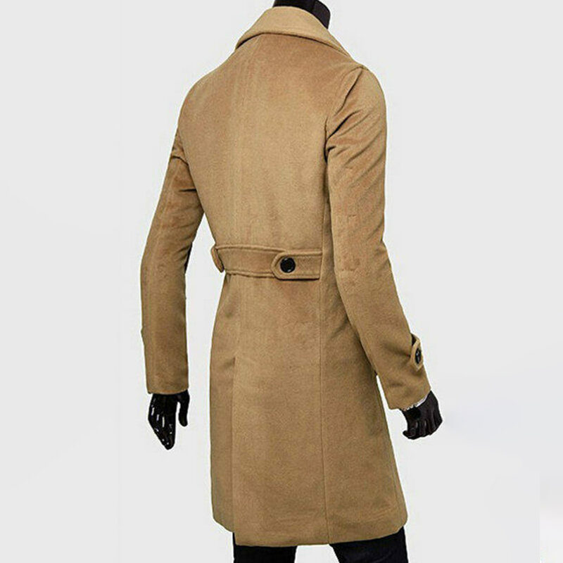 Coupe-vent à double boutonnage pour hommes, veste décontractée, pardessus à revers boutonné, coupe couvertes, chaud, automne, hiver