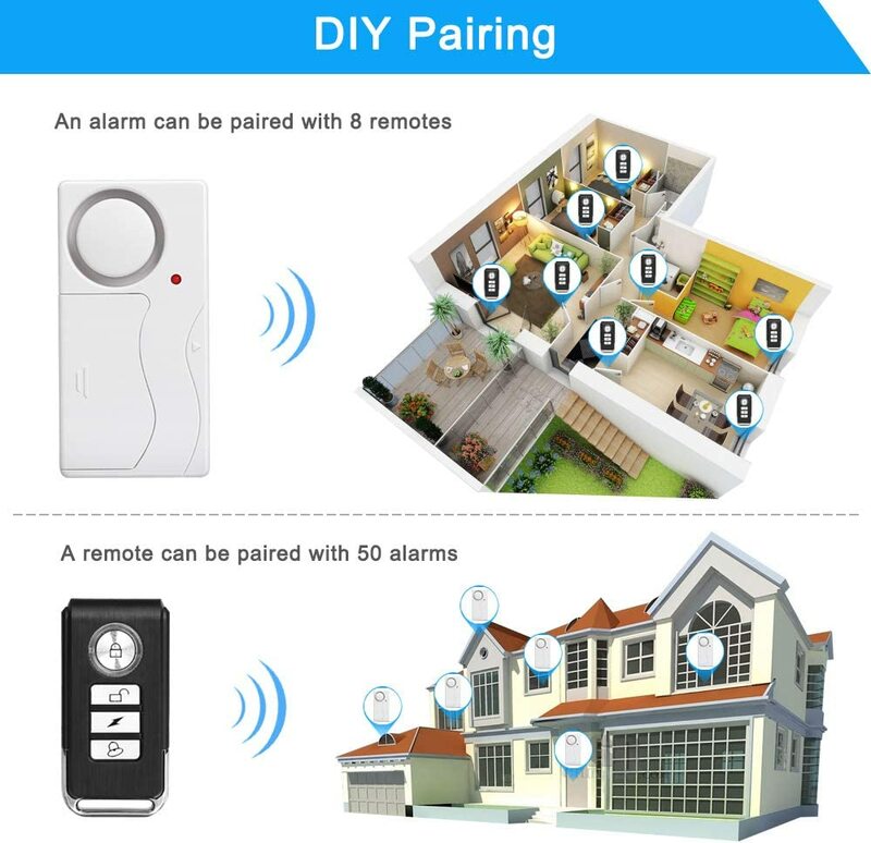 Wsdcam alarme da porta sem fio com sistema de alarme de aviso de vibração remoto anti perdido janelas alarmes abertos sensor de segurança em casa