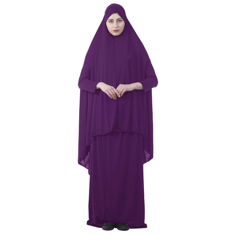 Conjunto de dos piezas de vestido de oración para mujer musulmana, bata Abaya, Hijab largo, falda de Ramadán Khimar musulmán, ropa islámica, Niqab